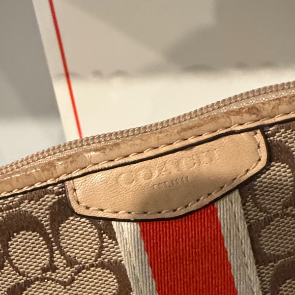 Coach Brown Signature Wristlet with Red Varsity Center Stripe - Picture 6 of 9